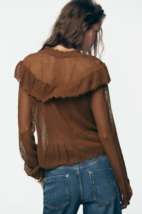 POINTELLE KNIT ROMANTIC CARDIGAN - Image 4