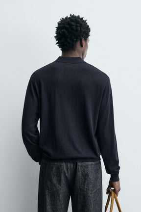 WOOL/SILK KNIT POLO SHIRT - Image 3