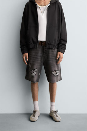 RIPPED DENIM BERMUDA SHORTS - Image 2