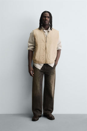WASHED TOPSTITCHED WAISTCOAT - Image 1
