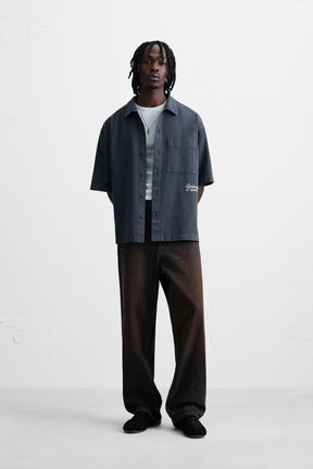 EMBROIDERED TEXTURED OVERSHIRT - Image 1