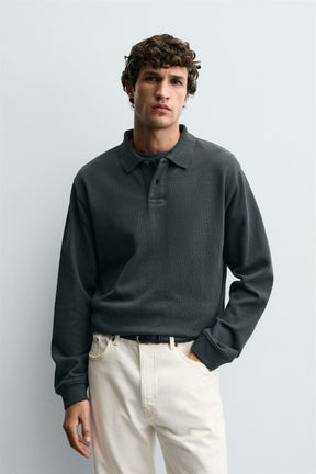 BASIC TEXTURED POLO SHIRT - Image 2