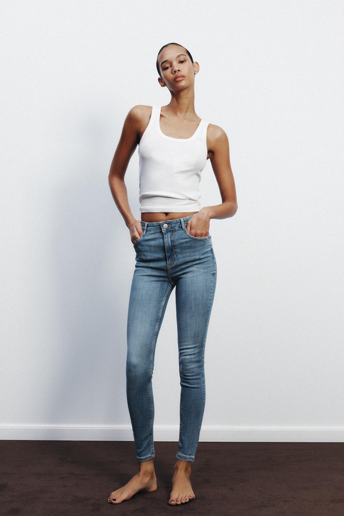High-waist skinny jeans