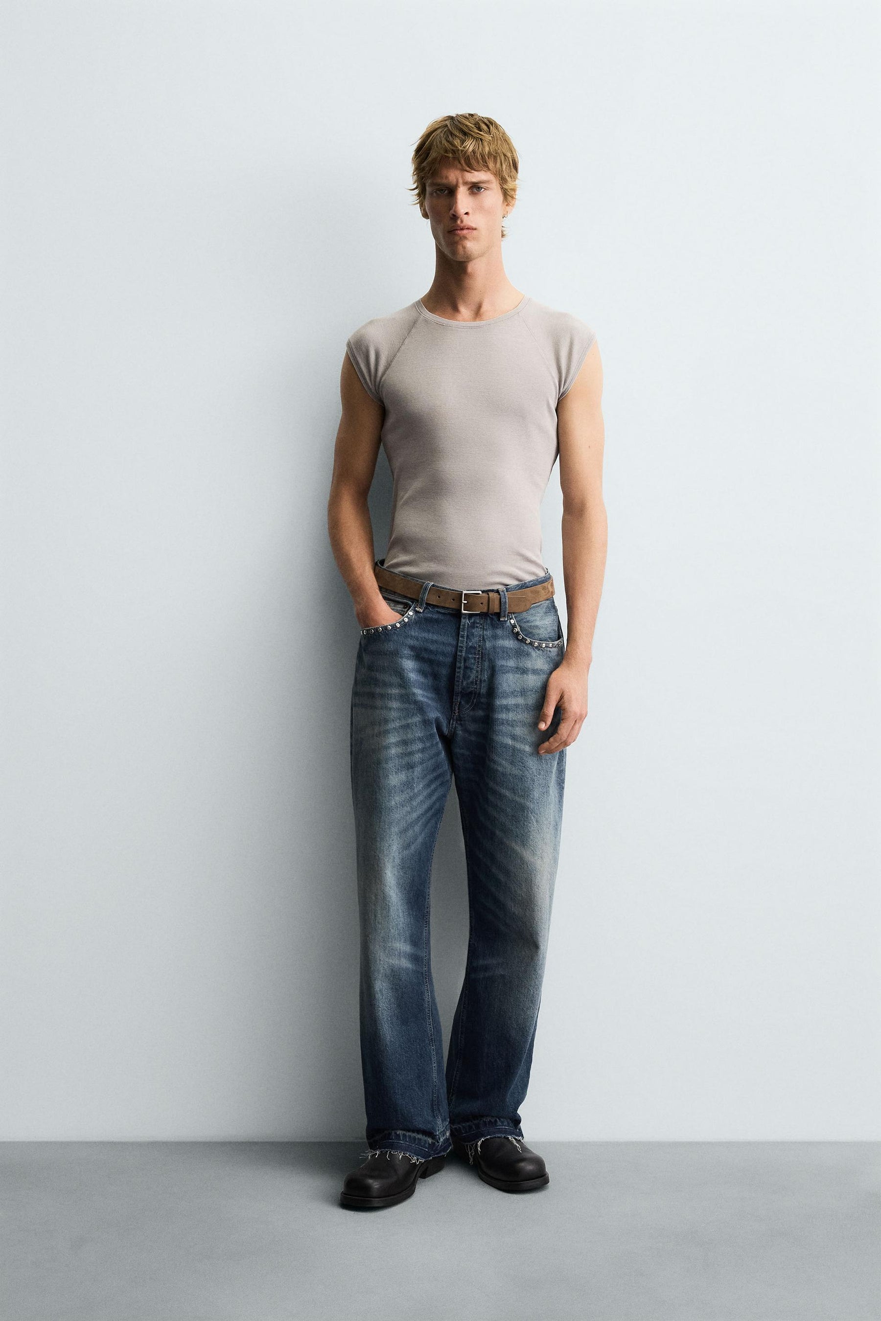 STUDDED LOOSE FIT JEANS - Image 1