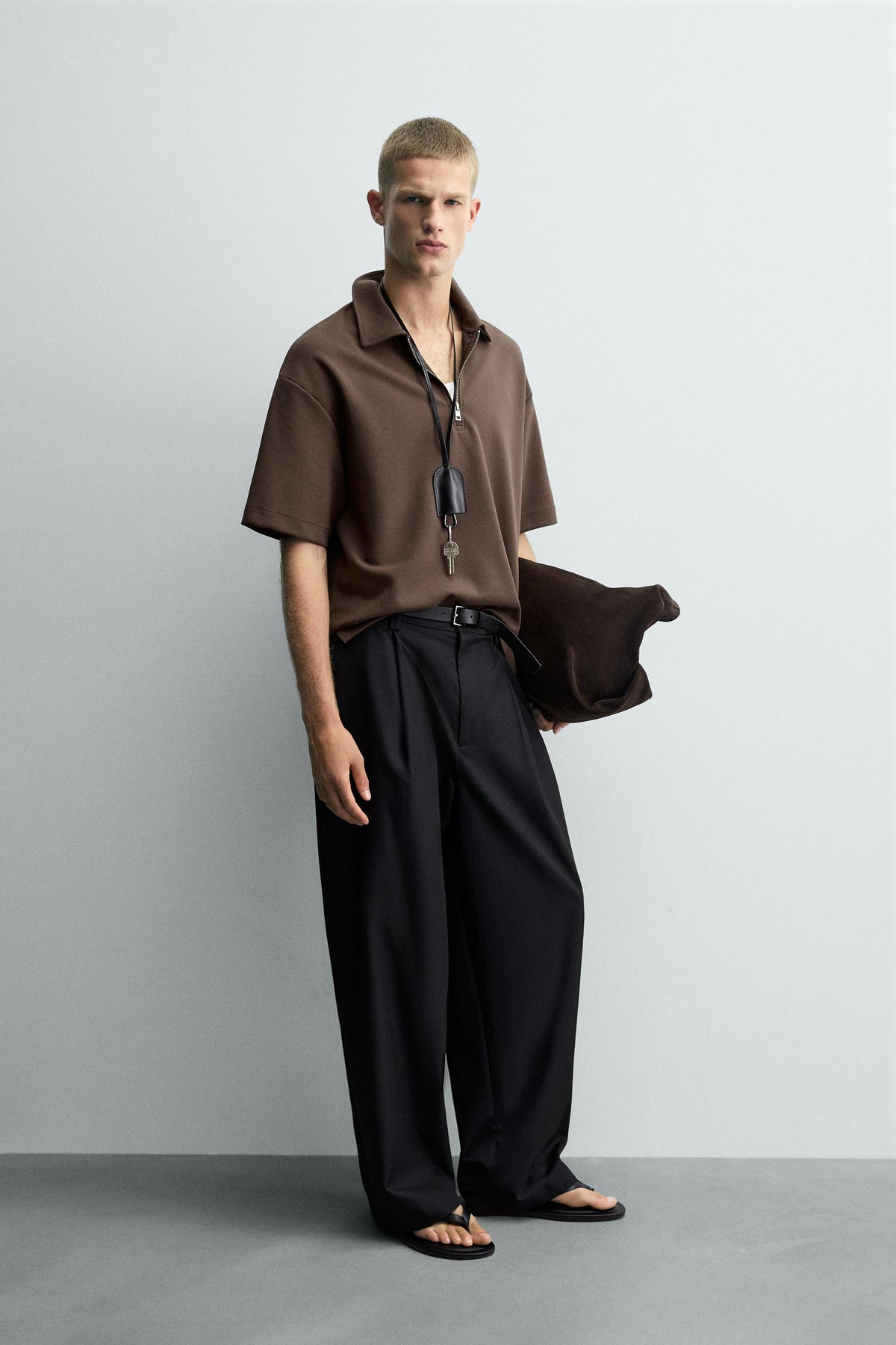 QUARTER ZIP POLO SHIRT - Image 1