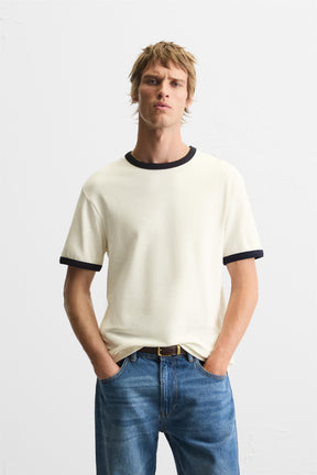 BASIC CONTRAST RIB T-SHIRT - Image 2