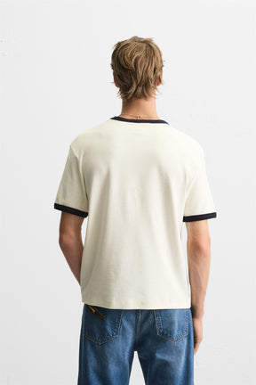 BASIC CONTRAST RIB T-SHIRT - Image 3