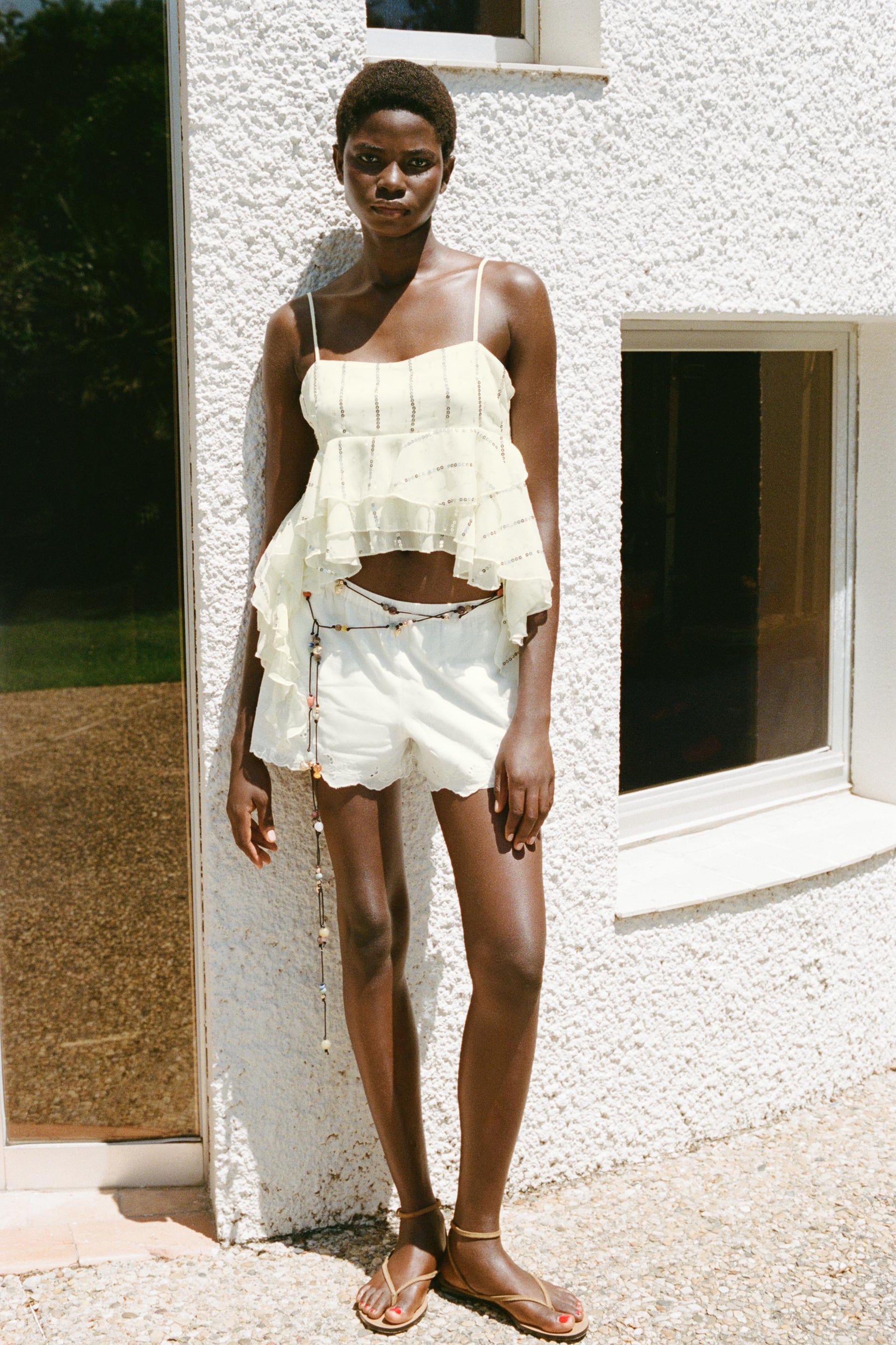 SPLIT SUEDE FLAT SANDALS