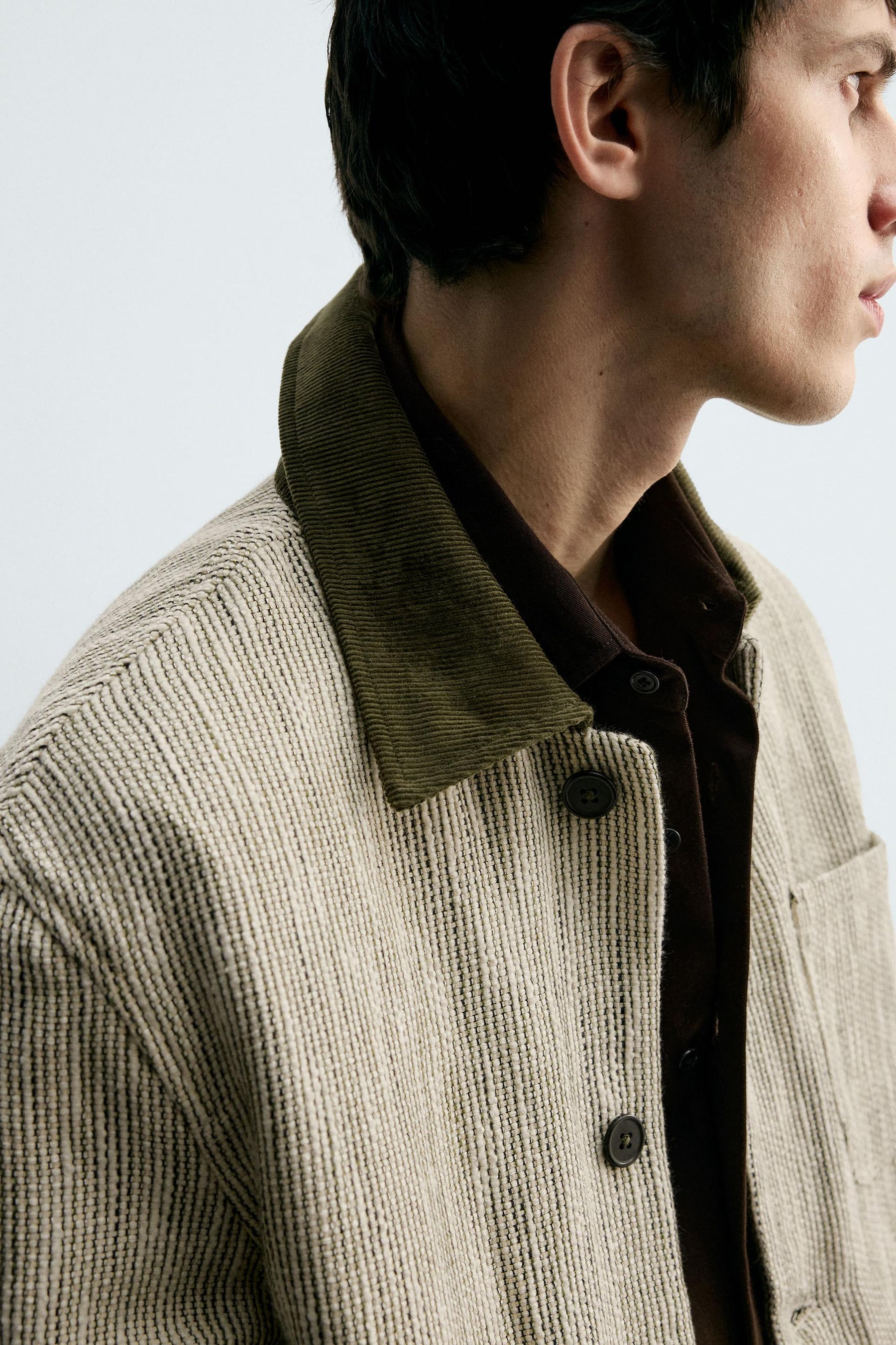CONTRAST TEXTURED OVERSHIRT - Image 6