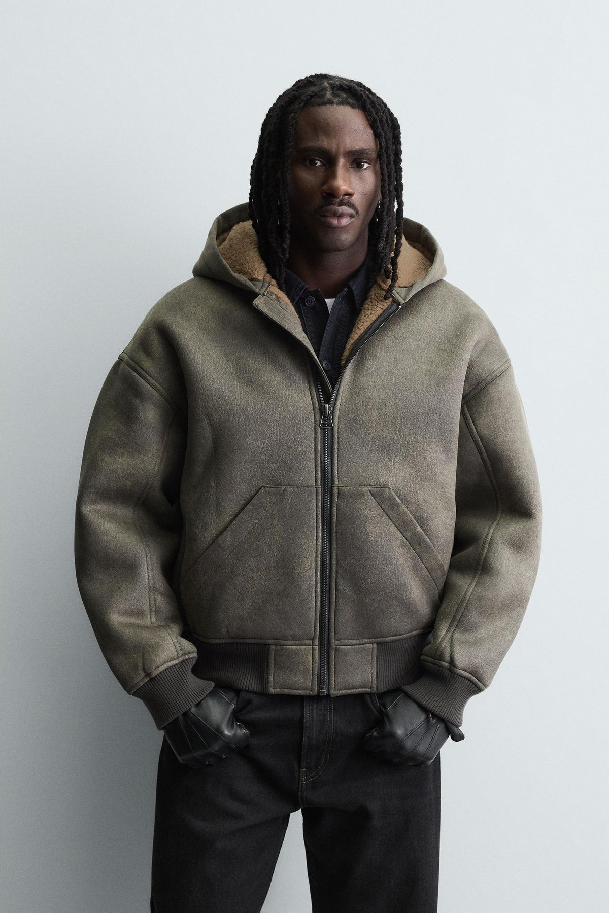 DOUBLE-FACED FAUX LEATHER WASHED JACKET - Image 2