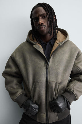 DOUBLE-FACED FAUX LEATHER WASHED JACKET - Image 5