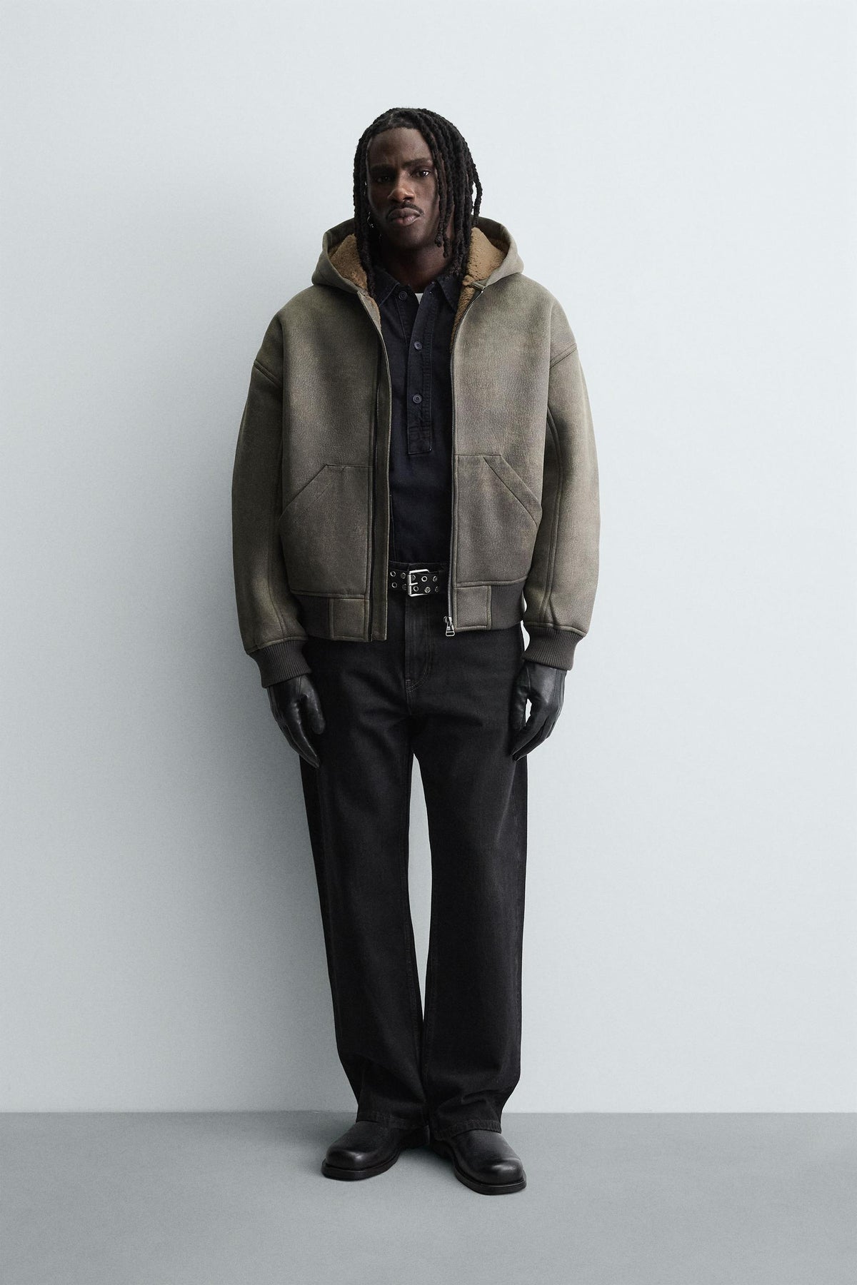 DOUBLE-FACED FAUX LEATHER WASHED JACKET - Image 1