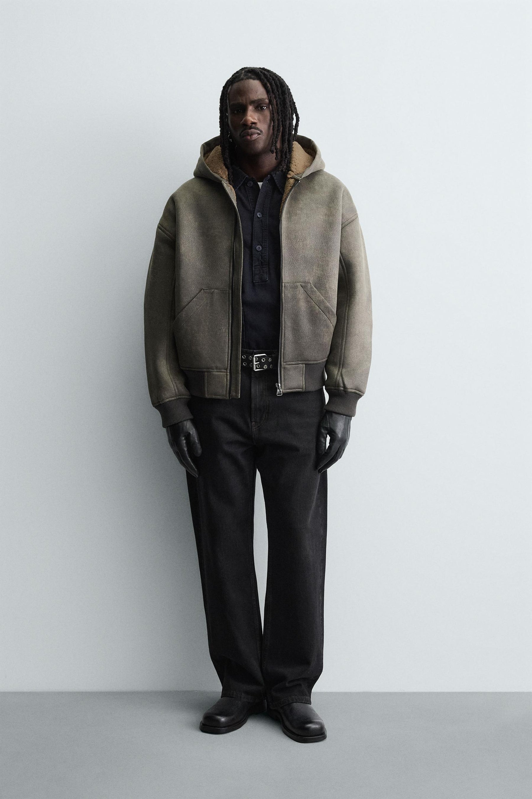 DOUBLE-FACED FAUX LEATHER WASHED JACKET - Image 1