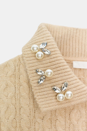 CABLE-KNIT JUMPER WITH JEWEL NECKLINE - Image 8