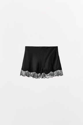 Satin Lace-Trim Shorts