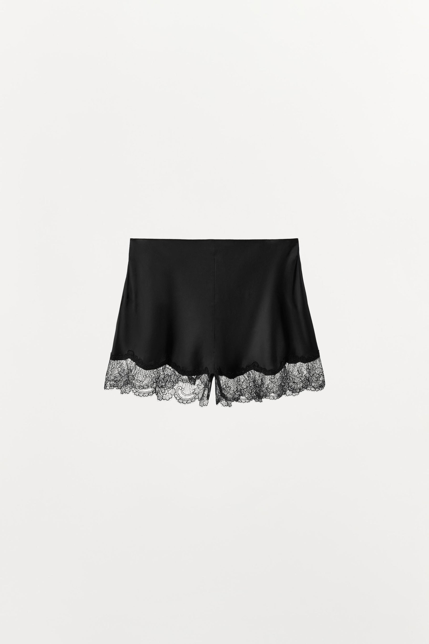 Satin Lace-Trim Shorts