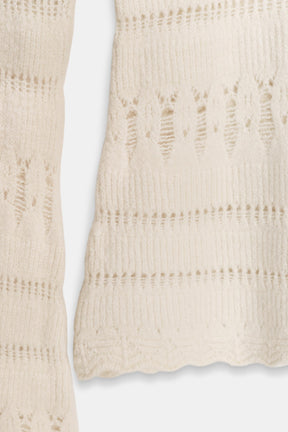 Off-shoulder openwork jumper