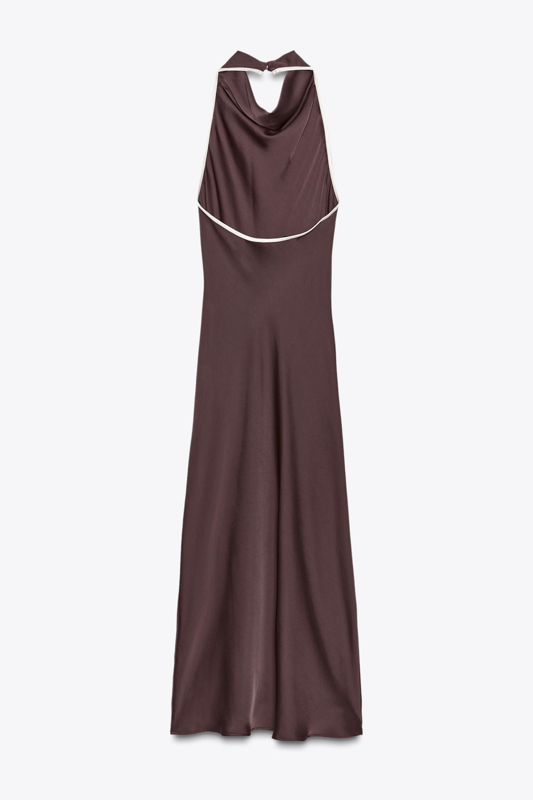 CONTRAST TRIM SATIN MIDI DRESS - Image 5