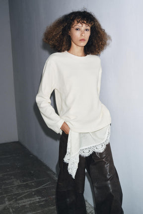 Asymmetric Lace Detail T-Shirt