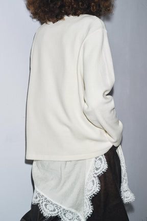 Asymmetric Lace Detail T-Shirt