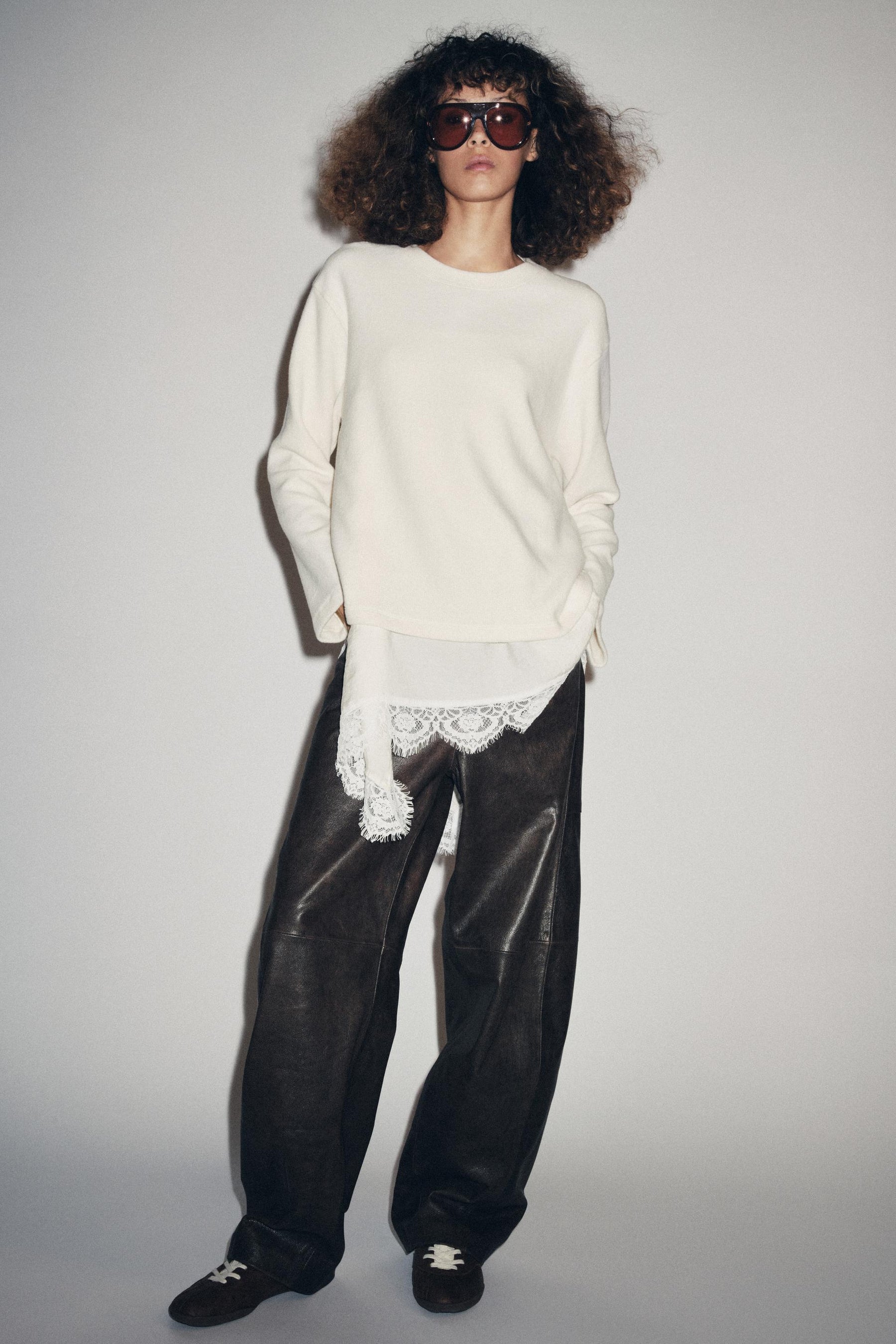 Asymmetric Lace Detail T-Shirt