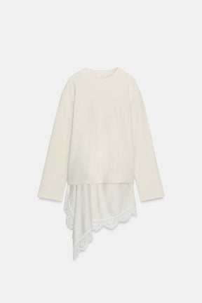Asymmetric Lace Detail T-Shirt