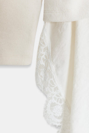 Asymmetric Lace Detail T-Shirt