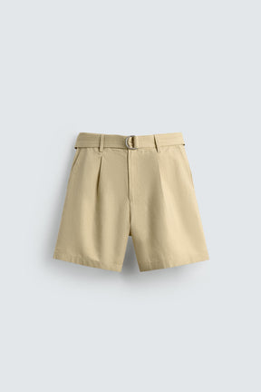 COTTON-LINEN BERMUDA SHORTS WITH BELT - Image 6