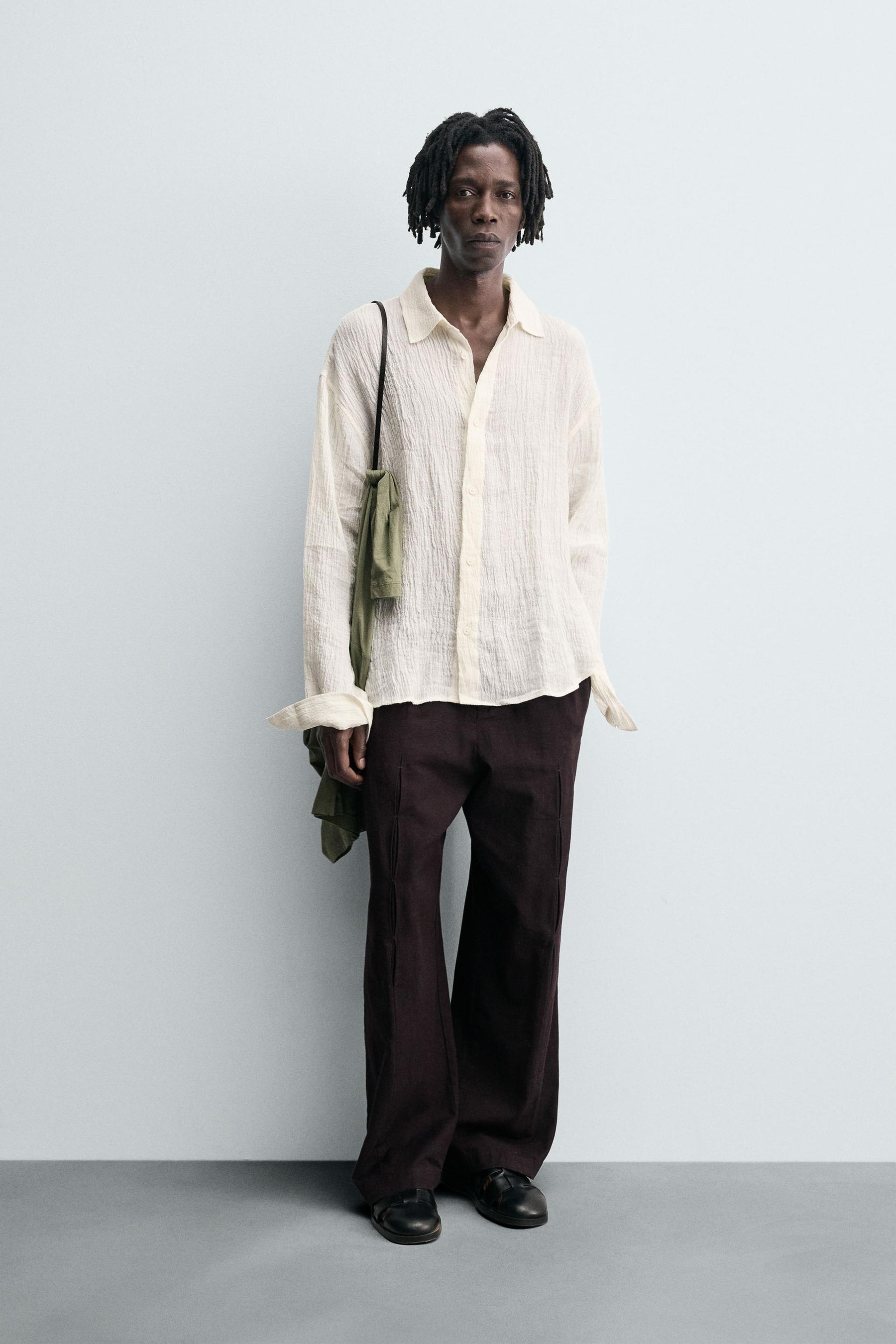 100% CRINKLED LINEN SHIRT - Image 1