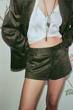 SUEDE EFFECT MINI SHORTS