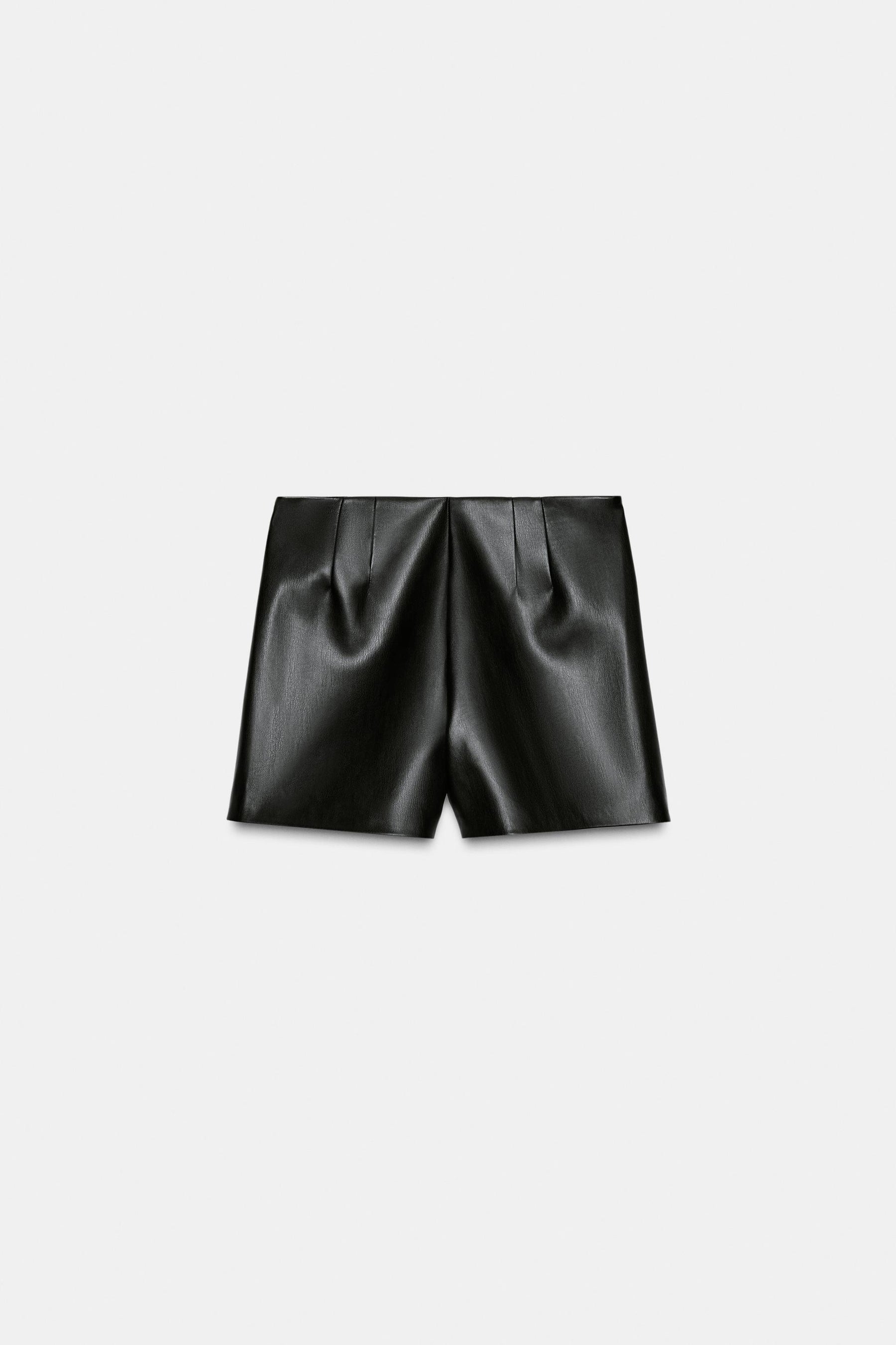 FAUX LEATHER HIGH-WAIST SHORTS