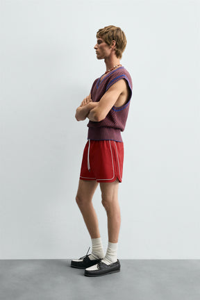 CONTRAST TRIM SHORTS - Image 4