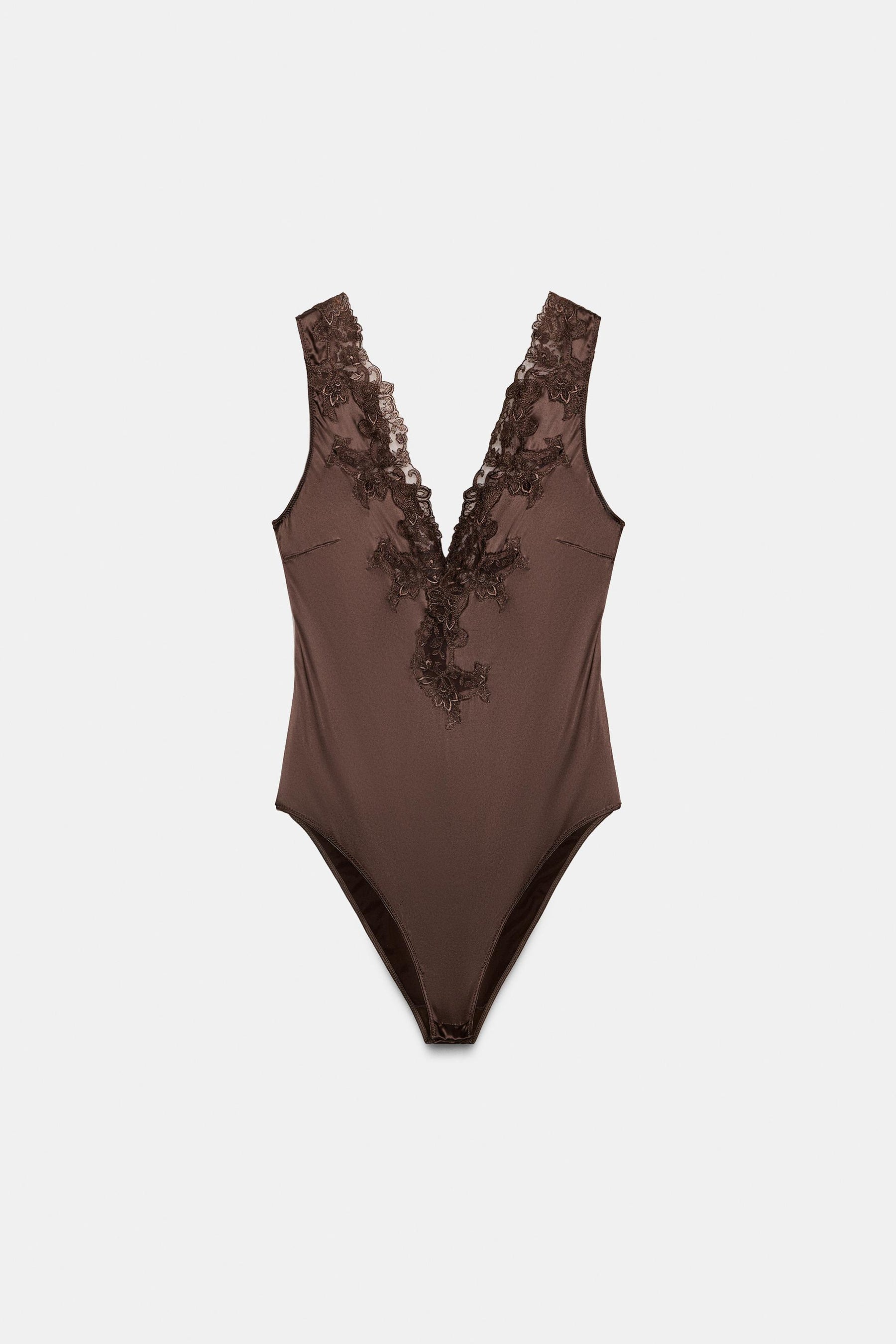 Satin Bodysuit With Lace