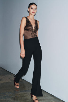 Satin Bodysuit With Lace