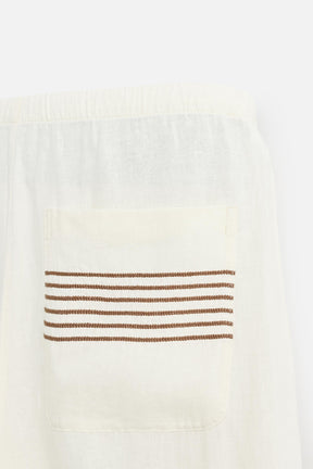 100% LINEN EMBROIDERED TROUSERS - Image 9