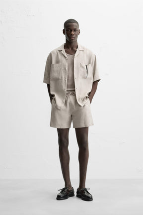 100% LINEN BERMUDA SHORTS - Image 1