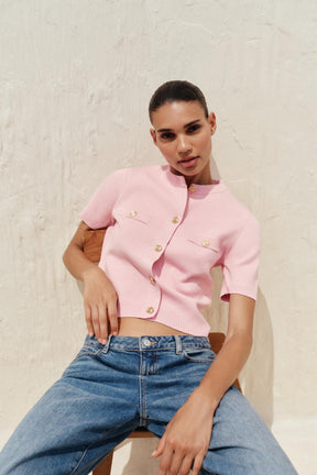 SHORT SLEEVE KNIT CARDIGAN - Image 4