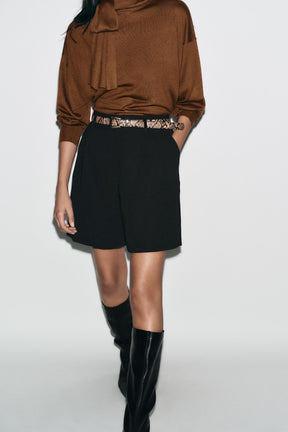 Darts Belted Bermuda Shorts