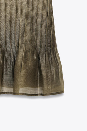 PLEATED WAIST COMBINED KNIT BLOUSE - Image 6