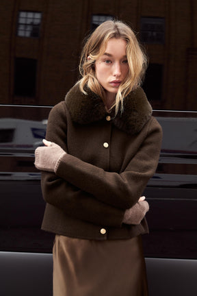 CARDIGAN WITH FAUX FUR COLLAR - Image 2