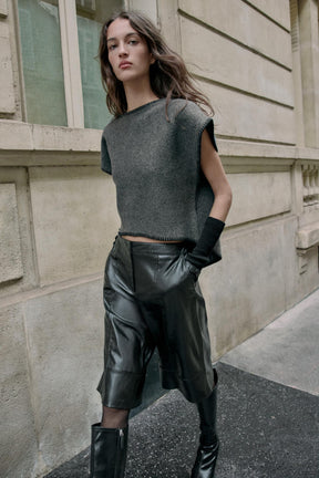 KNIT WAISTCOAT WITH CONTRAST TOPSTITCHING - Image 1