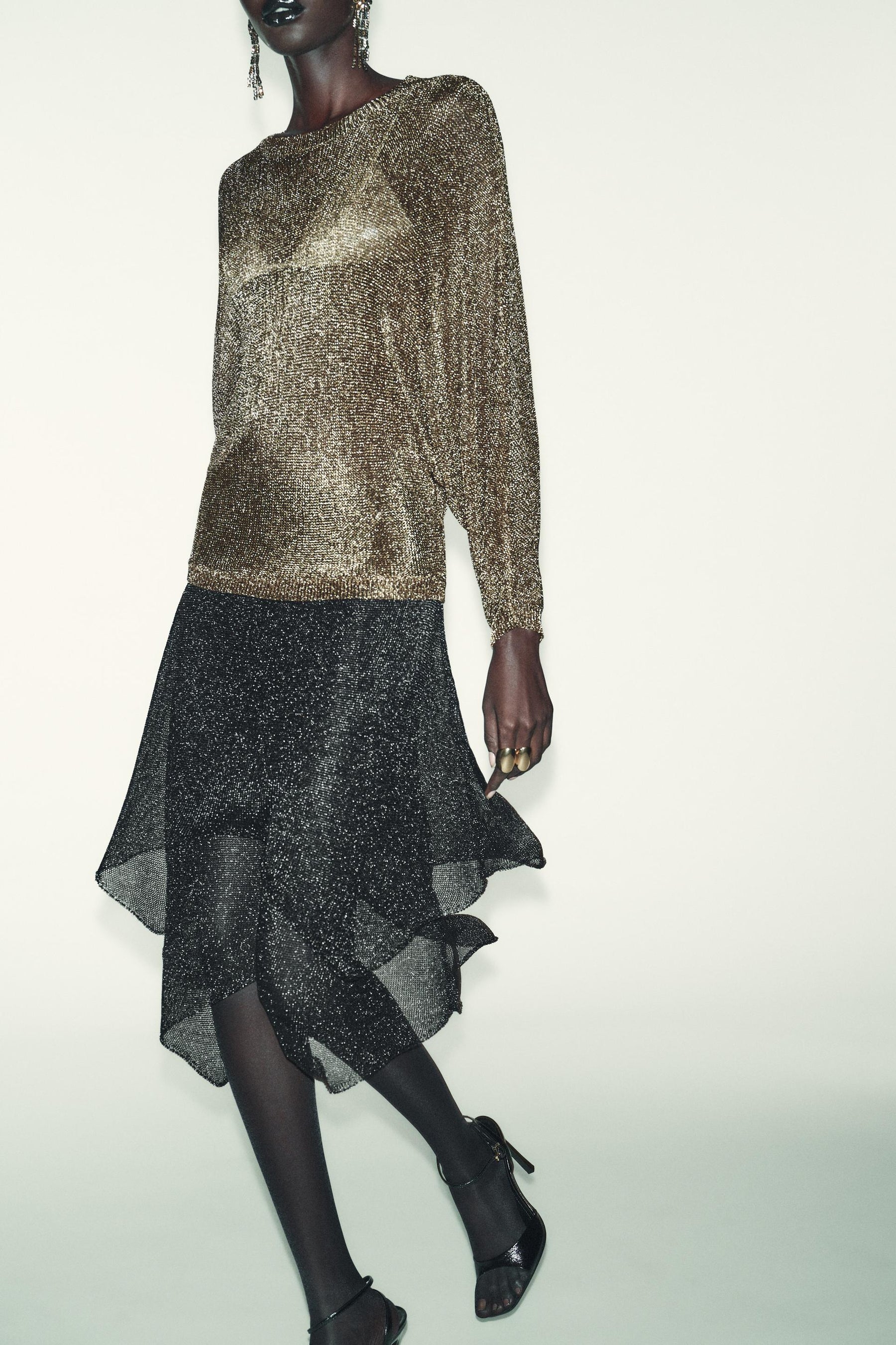 METALLIC KNIT SKIRT - Image 3
