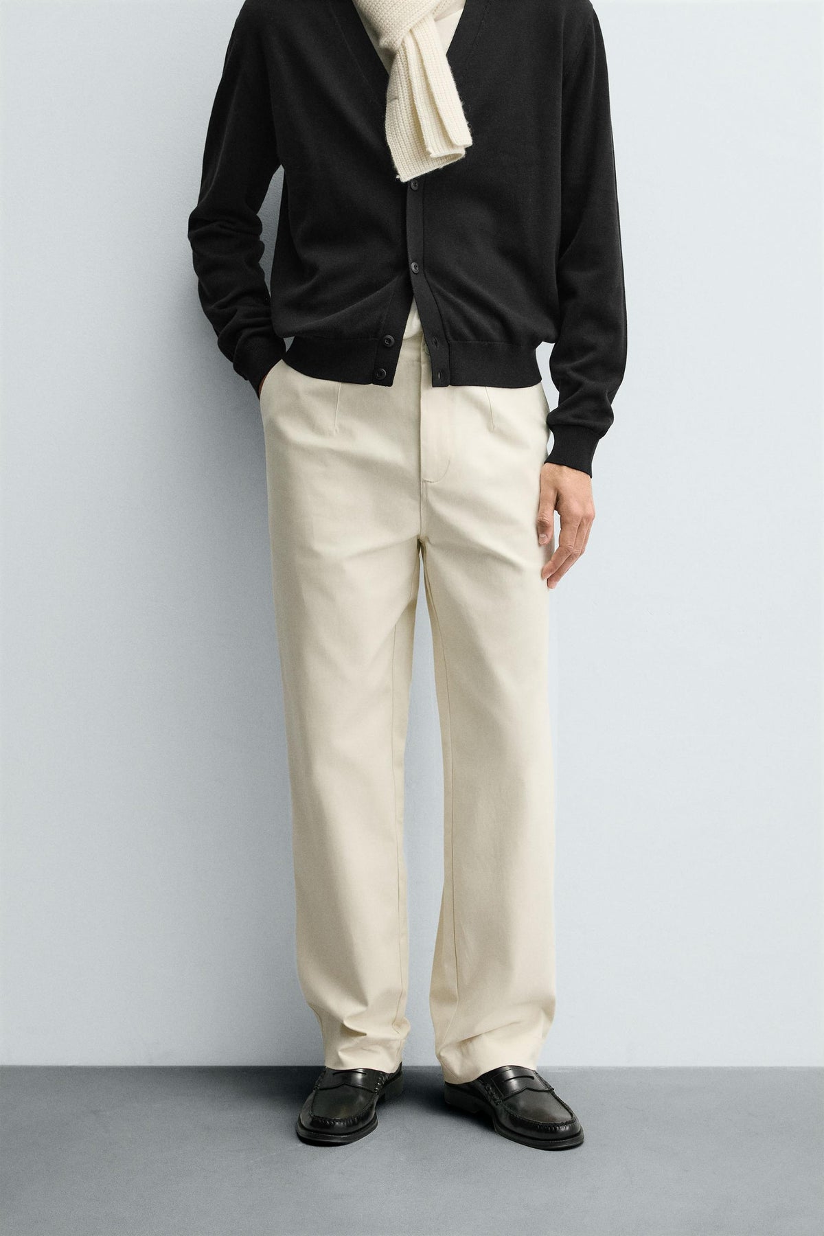 TWILL TEXTURED TROUSERS WITH BELT - Image 2