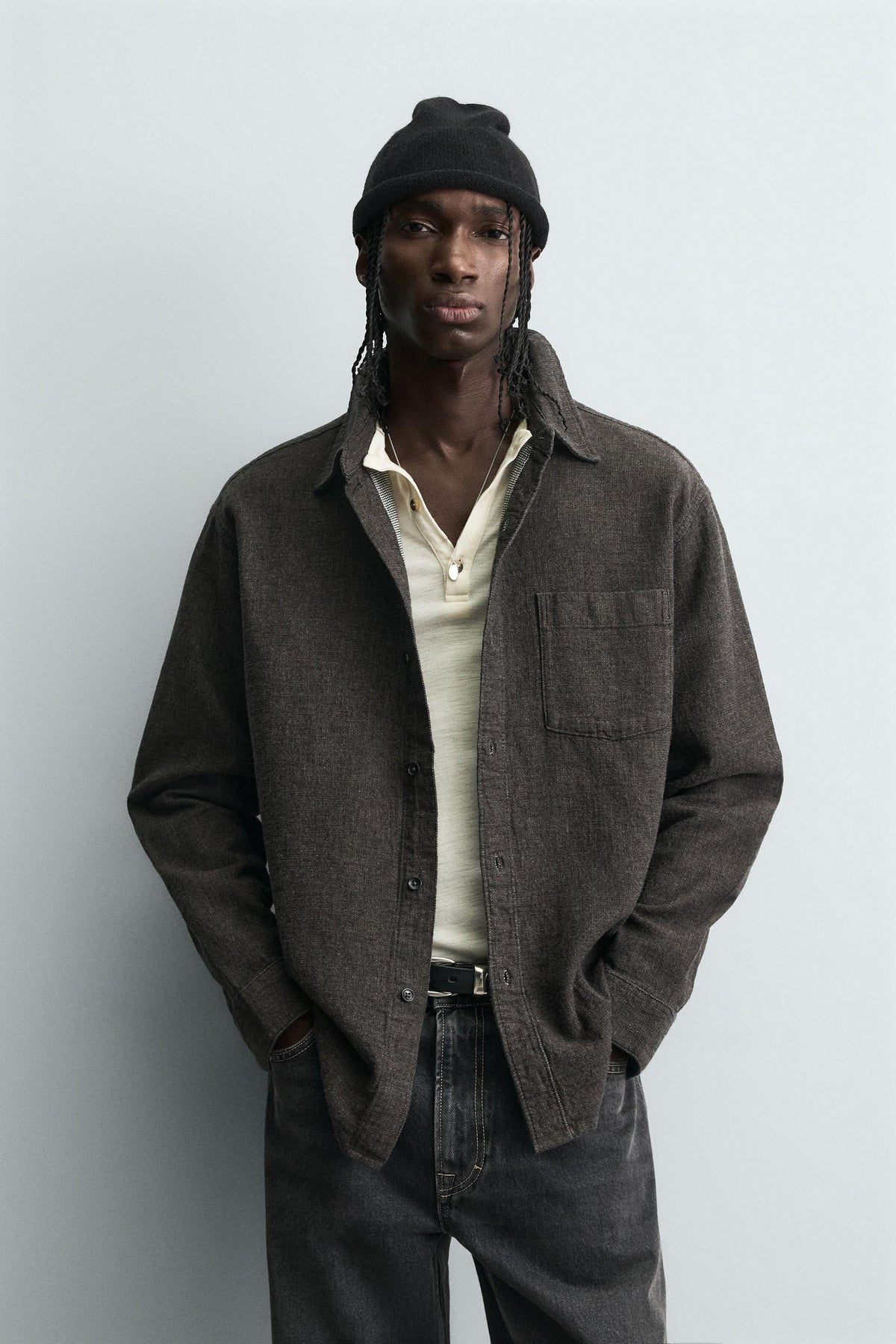 TEXTURED RELAXED FIT OVERSHIRT - Image 2