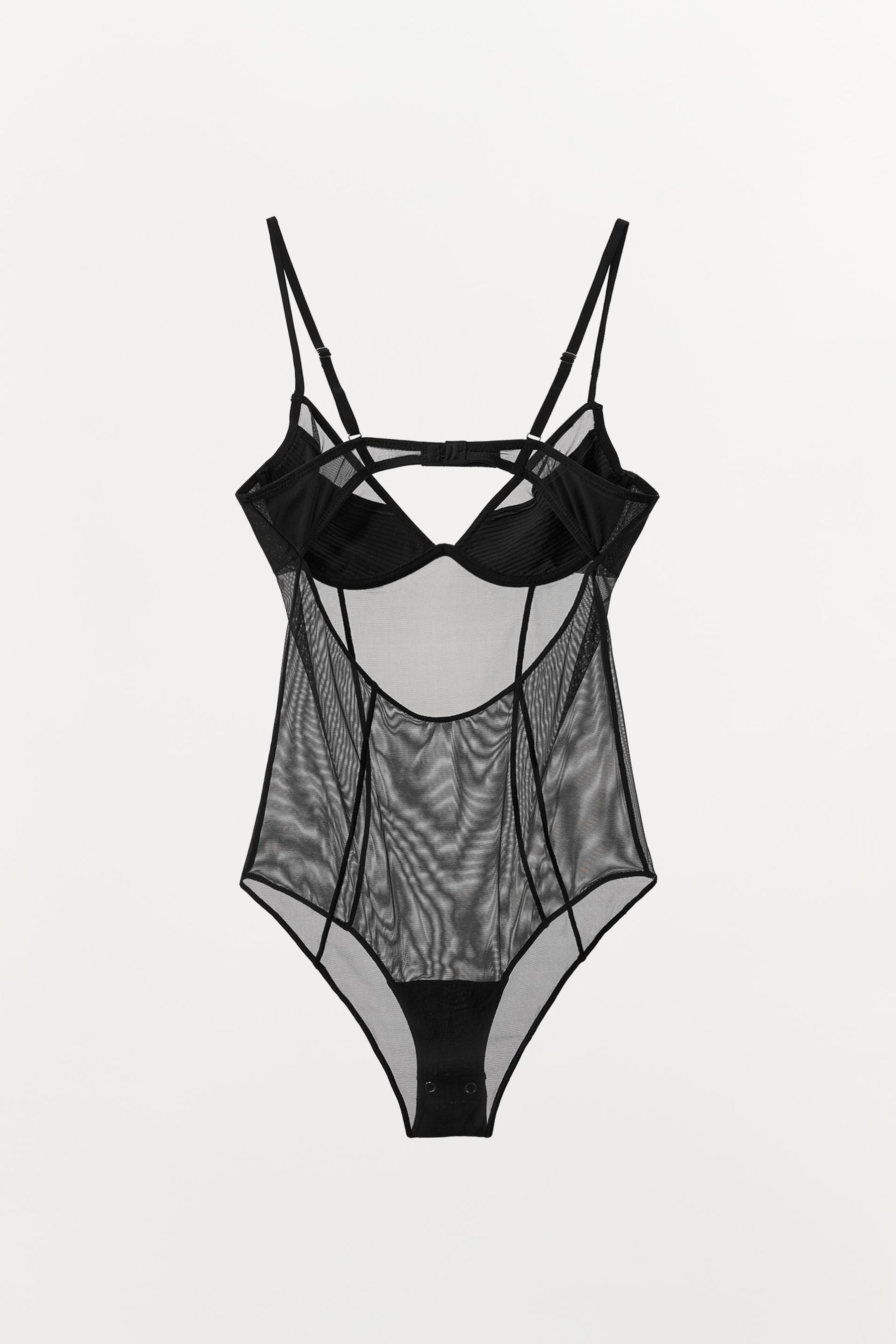 PLEATED SEMI-SHEER BODYSUIT