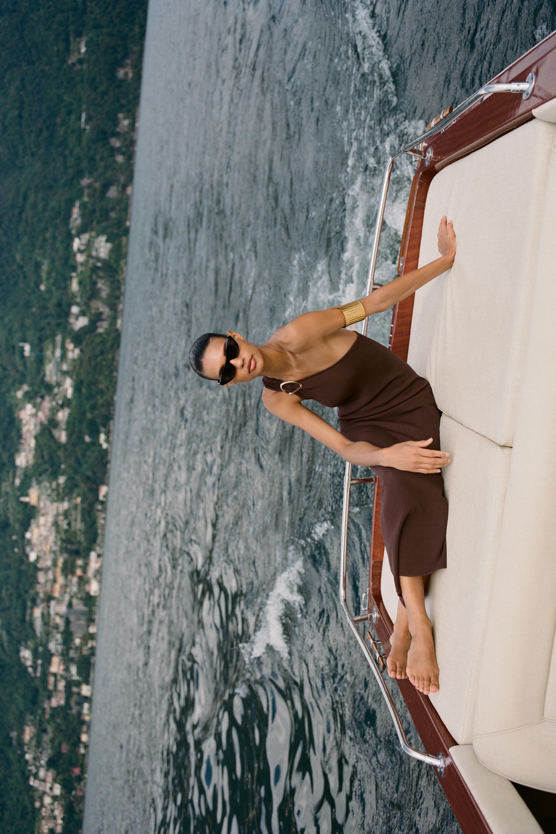 ASYMMETRIC KNIT MIDI DRESS WITH TRIM - Image 3