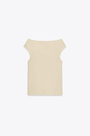 PLAIN KNIT BOAT NECK TOP - Image 5