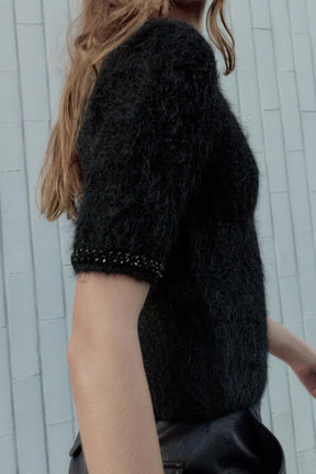 SHORT SLEEVE KNIT JUMPER WITH JEWEL BEADS - Image 2