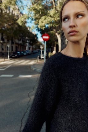 LACE-COMBINED KNIT JUMPER