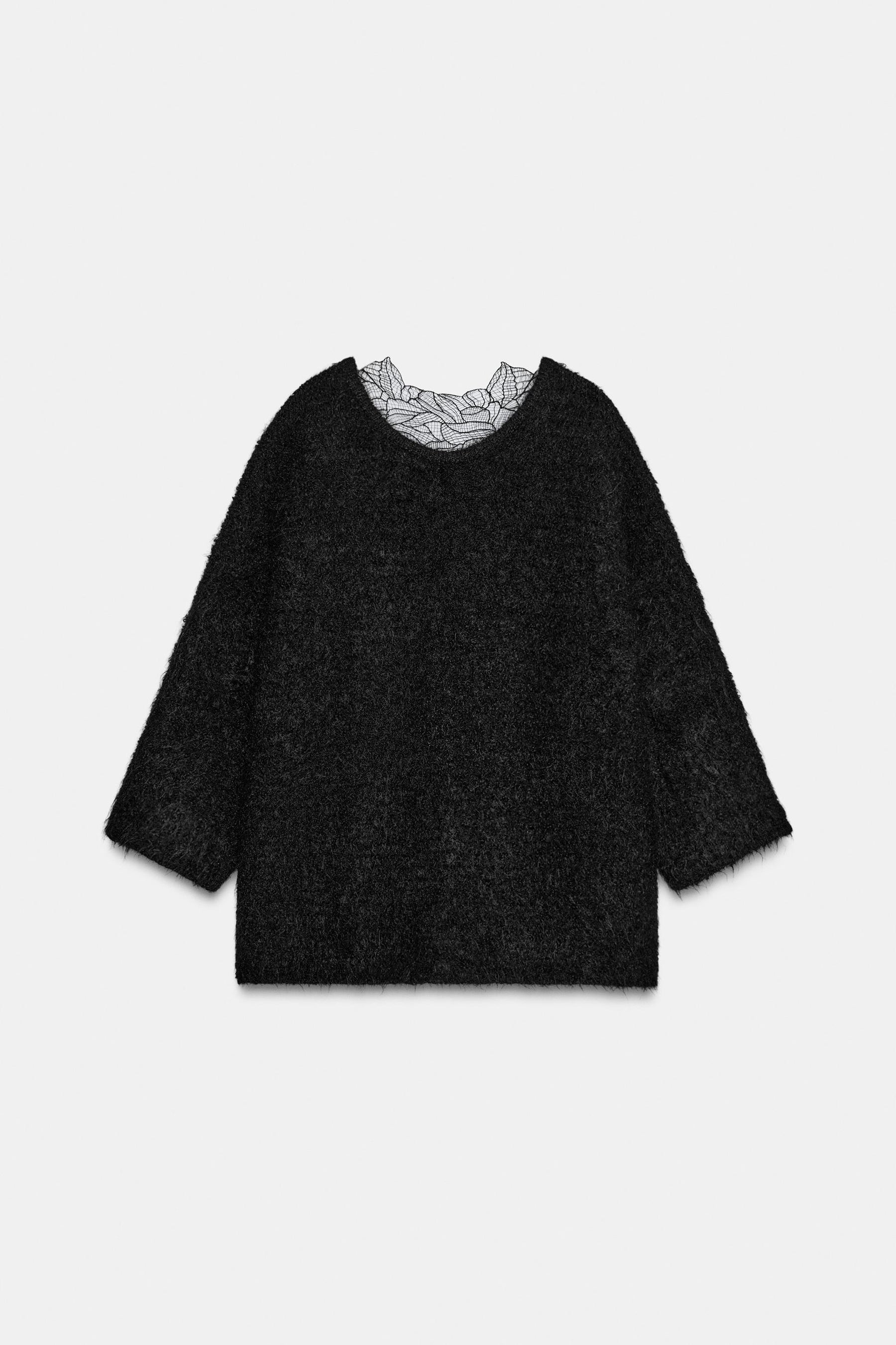 LACE-COMBINED KNIT JUMPER